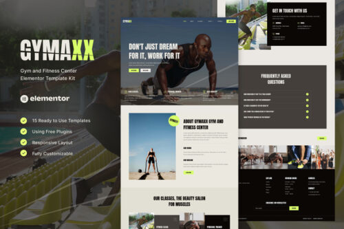 best Gymaxx gym Elementor template kit for fitness websites