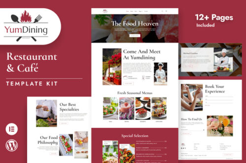 Yumdining Elementor template for restaurant websites