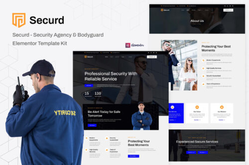 best security agency Elementor template instant download