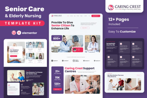 best senior care website template download for Elementor