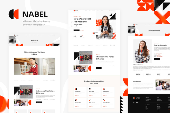 Nabel - Influencer Marketing Agency Elementor Template Kit best influencer marketing agency template kit instant download