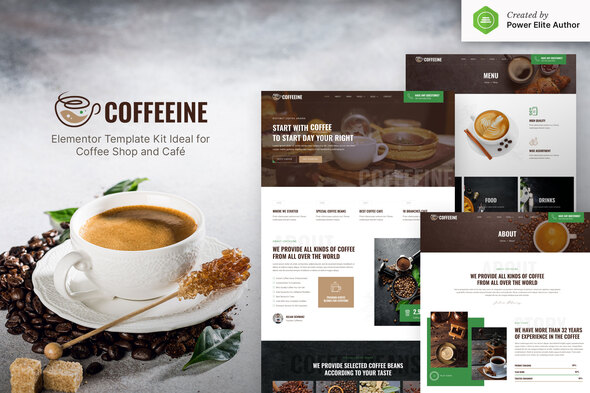 Coffeeine – Coffee Shop & Cafe Elementor Template Kit best Coffee Shop Elementor template kit instant download