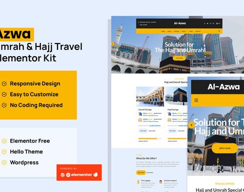 Azwa - Umrah & Hajj Tour Travel Elementor Template Kit