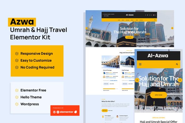 Azwa - Umrah & Hajj Tour Travel Elementor Template Kit Azwa - Umrah & Hajj Tour Travel Elementor Template Kit