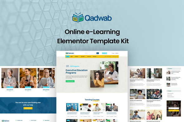 Qadwab - Online e-Learning Elementor Template Kit best online e-learning elementor website template kit download