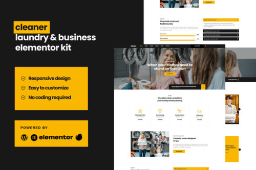 best laundry business website template for Elementor download