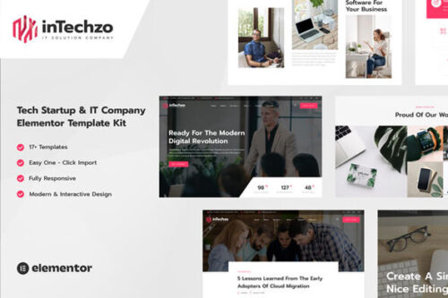 best inTechzo Elementor template kit for IT startup websites instant download