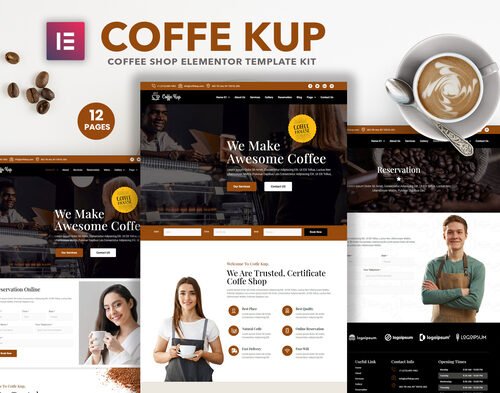 CoffeeKup – Cafe & Coffee Shop  Elementor Template Kit