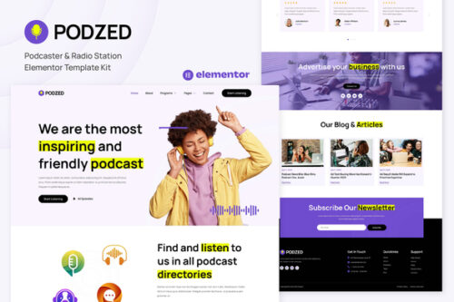 best Podzed podcast website template Elementor instant download