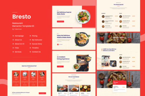 best restaurant elementor template kit instant download