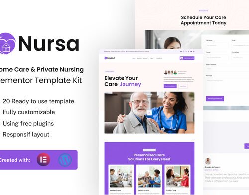 Nursa - Home Care & Private Nursing Services Elementor Template Kit