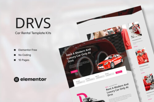 best DRVS car rental template kit for Elementor download