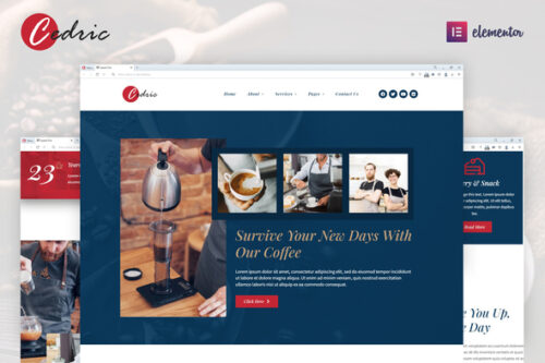 best coffee shop Elementor template kit instant download