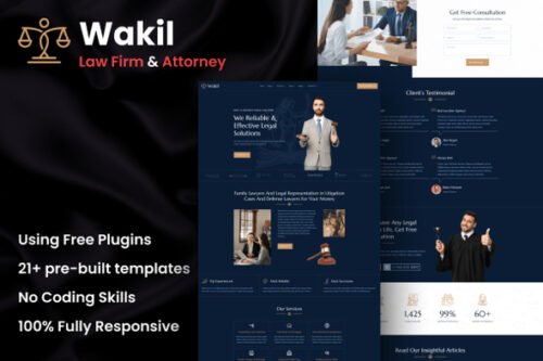 Wakil - Attorney Law Firm & Legal Services Elementor Template Kit