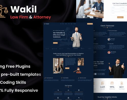 Wakil - Attorney Law Firm & Legal Services Elementor Template Kit