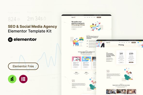 Digistar - SEO & Social Media Agency Elementor Templat Kit
