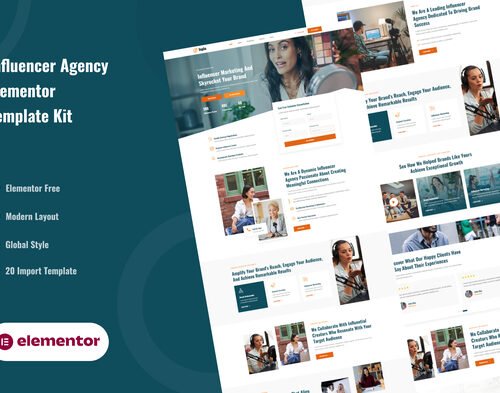 Inplu - Influencer Agency & Marketing Elementor Template Kit