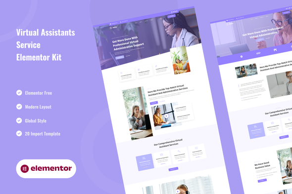 Veha - Virtual Assistant & Administrative Elementor Template Kit best Veha virtual assistant website template instant download