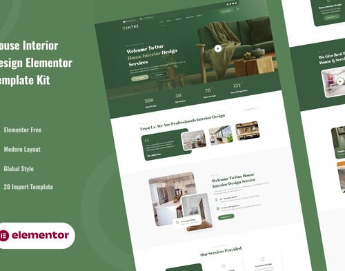 Intre - House Interior Design Service Elementor Template Kit