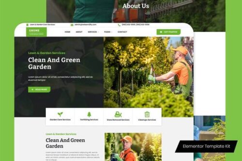 best lawn care Elementor template kit instant download
