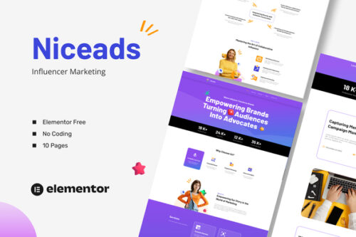 best influencer marketing Elementor template kit download