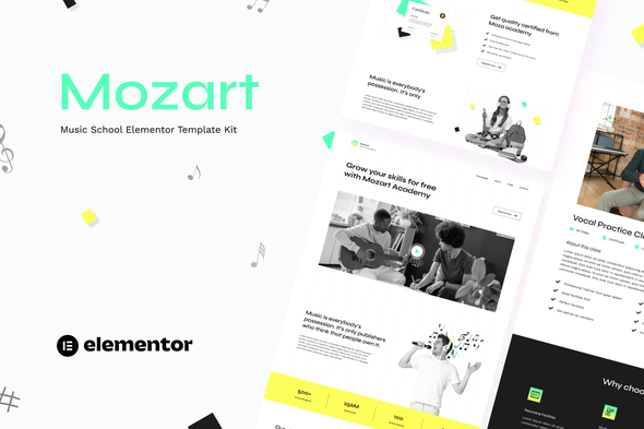 Mozart - Music School Elementor Template Kit best music school elementor template kit download