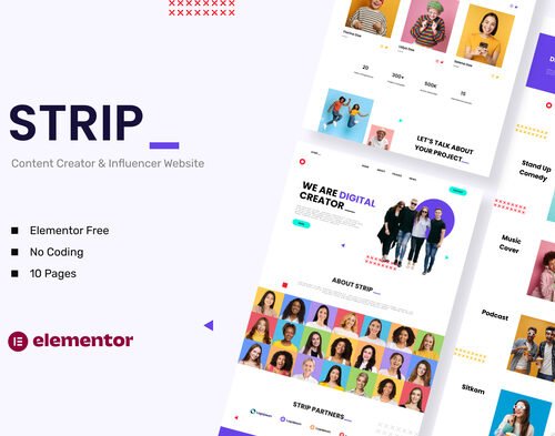 Strip - Content Creator & Influencer Elementor Template Kit