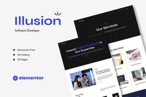 best software developer Elementor template kit instant download