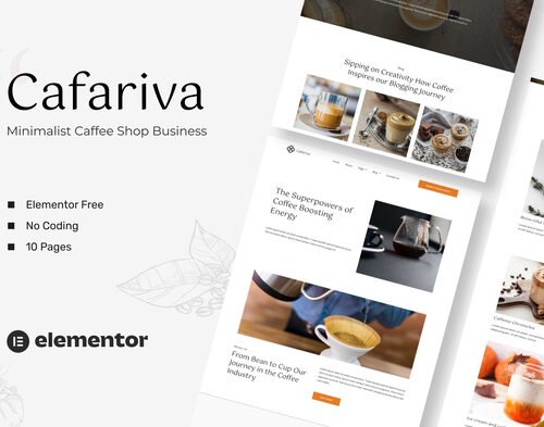 Cafariva - Minimalist Cafe &Coffee Elementor Template Kit