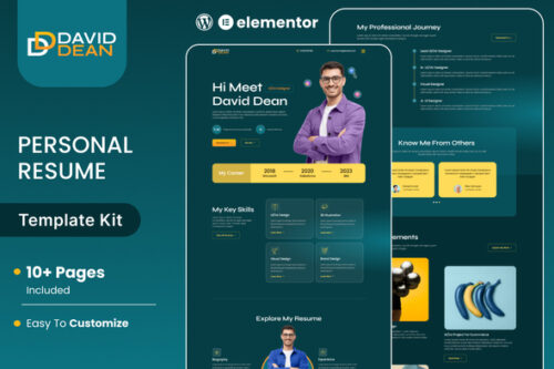 best Elementor portfolio template instant download DavidDean