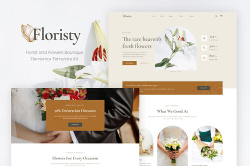 best florist Elementor template kit instant download