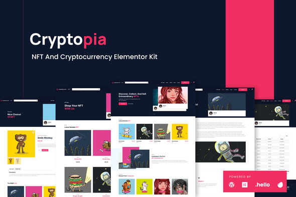 Cryptopia - NFT Crypto Sales Elementor Template Kit best NFT Elementor template kit instant download