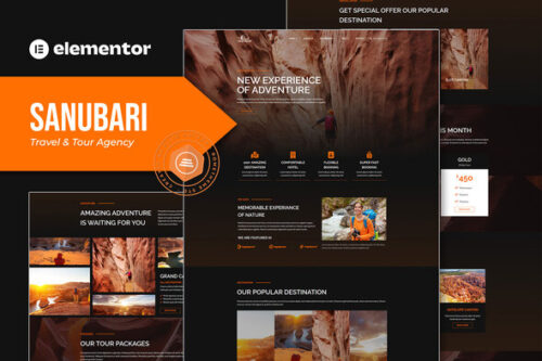best travel agency Elementor template instant download