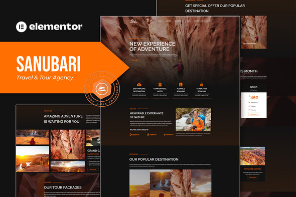 Sanubari - Travel & Tour Agency Elementor Template Kit best travel agency Elementor template instant download