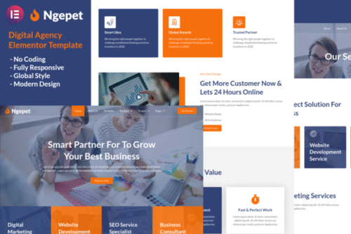 best creative agency Elementor template download premium design