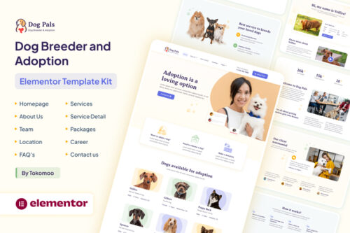 best Dog Pals Elementor template kit instant download