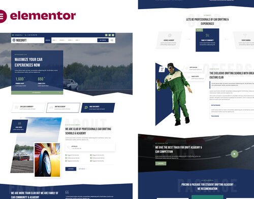 Drifting School Academy & Car Club Elementor Template Kit