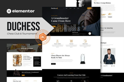 best chess club elementor template kit for instant download