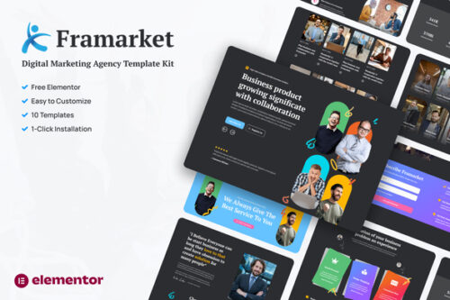best Framarket Elementor marketing template kit download
