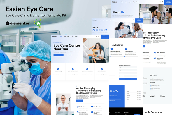 Essien - Eye Care Clinic Elementor Template Kit Best eye care clinic Elementor template kit download