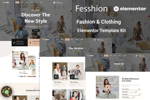 Fesshion - Fashion & Clothing Elementor Template Kit best fashion Elementor template kit instant download