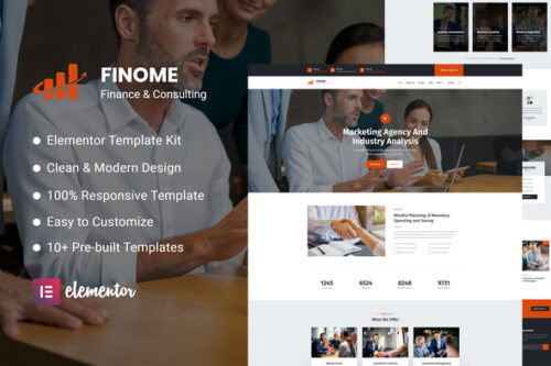 best Finome Elementor finance template kit download
