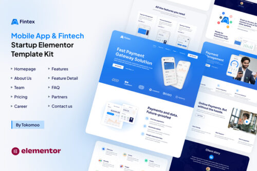 best fintech Elementor template kit instant download