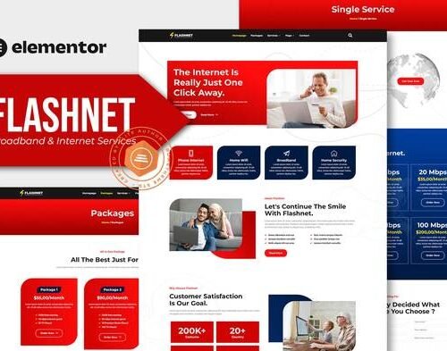 Flashnet - Broadband & Telecom Internet Provider Elementor Template kit