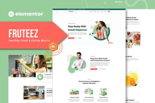 Fruteez - Healthy Food & Drinks Brand Elementor Template Kit