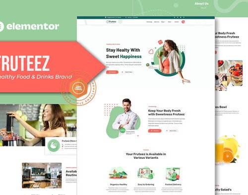 Fruteez - Healthy Food & Drinks Brand Elementor Template Kit