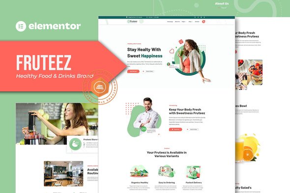 Fruteez - Healthy Food & Drinks Brand Elementor Template Kit