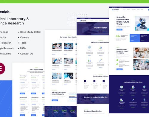 Geolab | Clinical Laboratory & Science Research Elementor Template Kit
