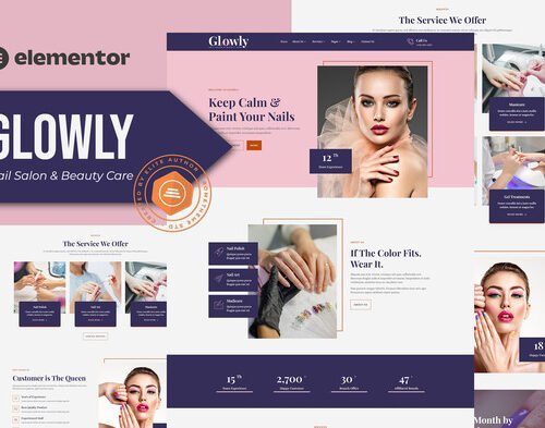 Glowly - Nail Salon & Beauty Care Elementor Template Kit