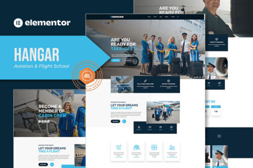 best aviation flight school elementor template kit download